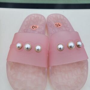KARL LAGERFELD Tula Rubber Pool Slide Sandals Pink Pearl - Women's Size 10 NEW